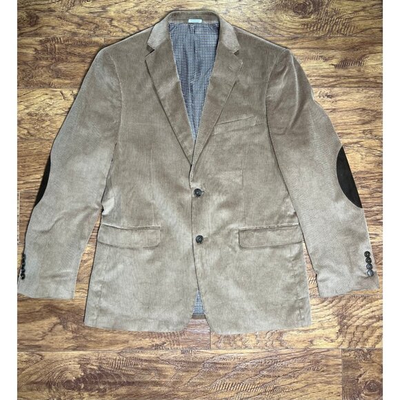 Saddlebred Heritage Tan Corduroy Blazer Sport Coat BrownElbow Patch Sz 40R - Picture 1 of 8